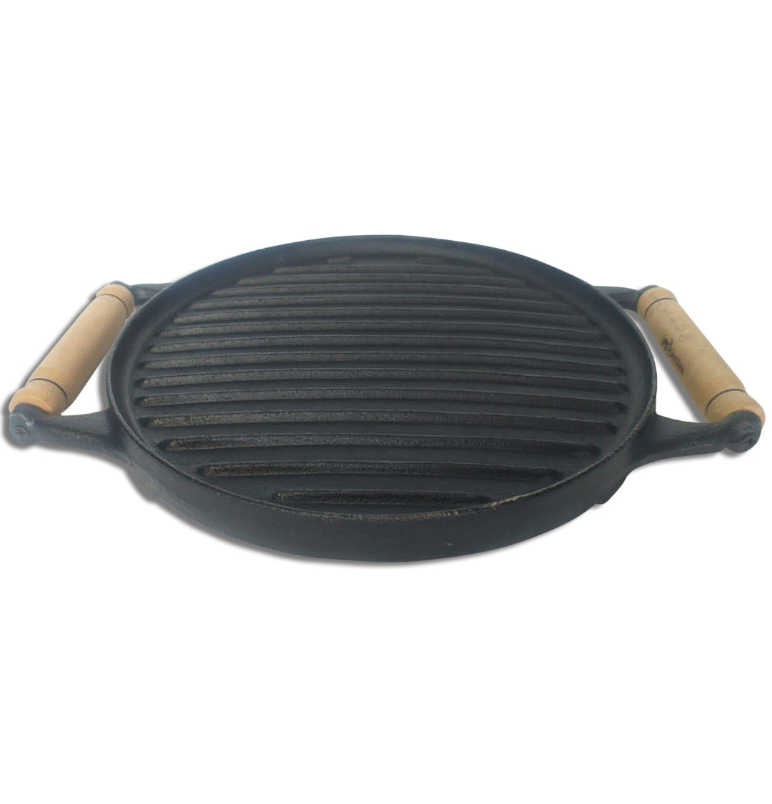 Round 2 sided griddle with Wooden Handles