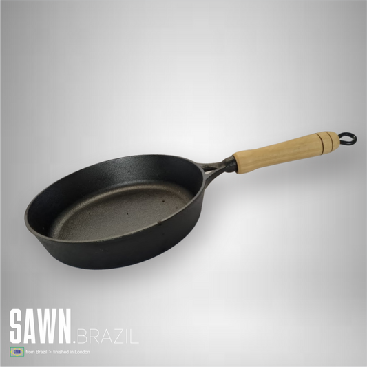 Cast Iron Frying Pan with Wooden Handle